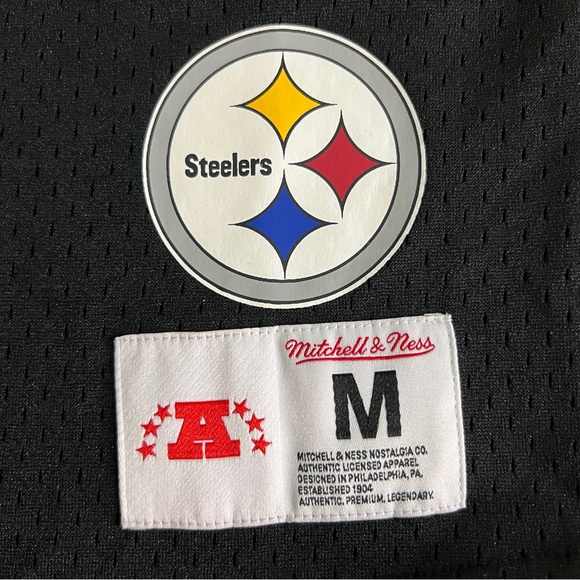 Mitchell & Ness Pittsburgh Steelers Troy Polamalu Black Mesh Hoodie T-Shirt|Sz:M - Picture 11 of 16